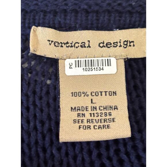 Vertical Design blue/white sweater, large, vacation, tropical, coastal, travel - Picture 5 of 5